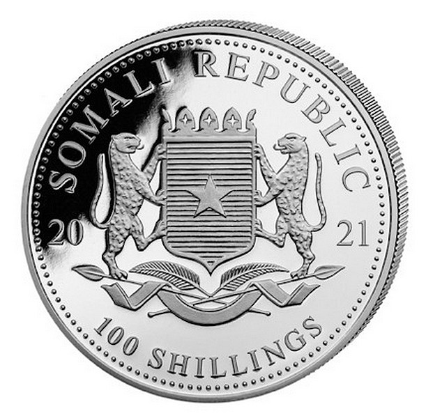 AFRICKÝ SLON 2021 coin African Wildlife Somalia Elephant – 1 oz stříbrná mince barevná