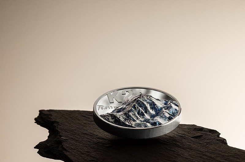 HORA K2 V POHOŘÍ KARAKORAM coin Peaks Ultra High Relief – 2 oz stříbrná mince