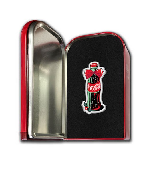 COCA-COLA LÁHEV coin Happy Holidays Bottle – 1 oz stříbrná mince