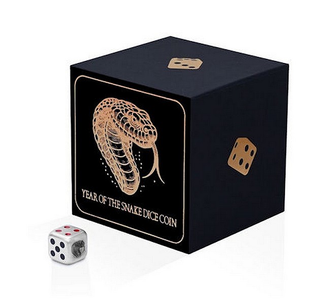 KOSTKA ROK HADA 2025 coin DICE mince ve tvaru krychle (kostky) – 1 oz stříbrná mince