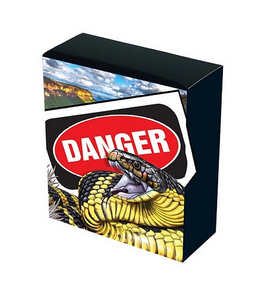 SMRTÍCÍ A NEBEZPEČNÝ TYGŘÍ HAD coin Deadly and Dangerous Tiger Snake – 1 oz stříbrná mince