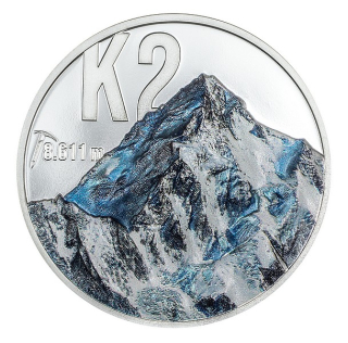 HORA K2 V POHOŘÍ KARAKORAM coin Peaks Ultra High Relief – 2 oz stříbrná mince