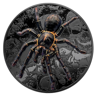 PAVOUK THAJSKÁ ČERNÁ TARANTULE coin Dark Nature Thai Black Tarantula - 3 oz stříbrná mince