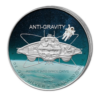 NIKOLA TESLA TEORIE ANTIGRAVITACE Srbský vynálezce coin Antigravity – 1 oz stříbrná mince barevná