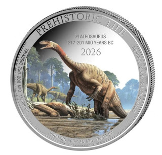 PREHISTORICKÝ ŽIVOT PLATEOSAURUS II. coin Prehistoric Life Plateosaurus – 1 oz stříbrná mince