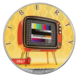VYNÁLEZY BAREVNÁ TELEVIZE coin Silver Eagle Inventions Color TV – 1 oz stříbrná mince
