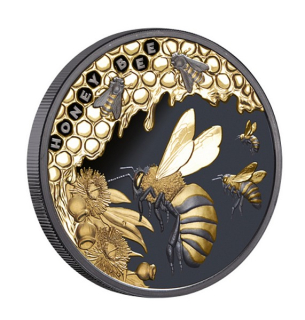 VČELA MEDONOSNÁ coin Honey Bee Black Proof Gilded – 1 oz stříbrná mince