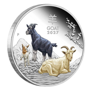 ROK KOZY 2027 Lunární série III. coin Year of the Goat coloured – 1 oz stříbrná mince