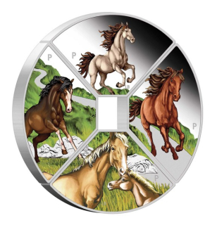 ROK KONĚ 2026 KVADRANT coin Year of the Horse Quadrant – sada 4 stříbrných mincí (4×1 oz)