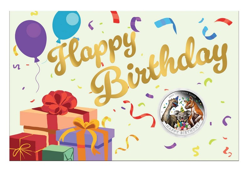 DÁREK K NAROZENINÁM coin Happy Birthday – 1/2 oz stříbrná mince