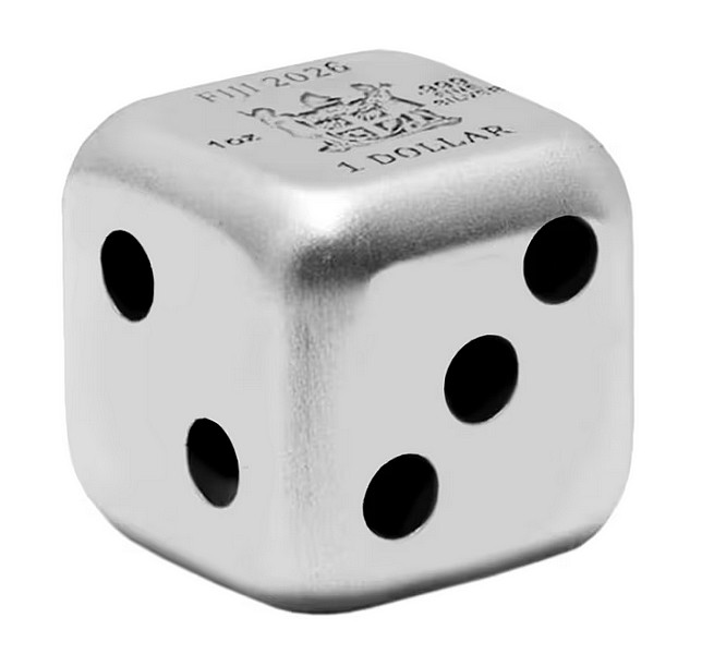 KOSTKA ROK KONĚ 2026 coin DICE mince ve tvaru krychle (kostky) – 1 oz stříbrná mince