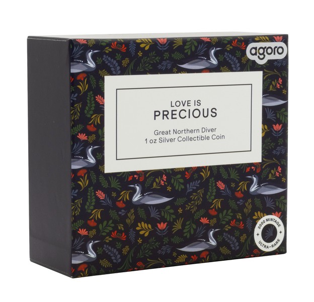 DÁREK Z LÁSKY DRAHOCENÁ LÁSKA POTÁPLICE SEVERNÍ coin Love is Precious Great Northern Diver – 1 oz stříbrná mince