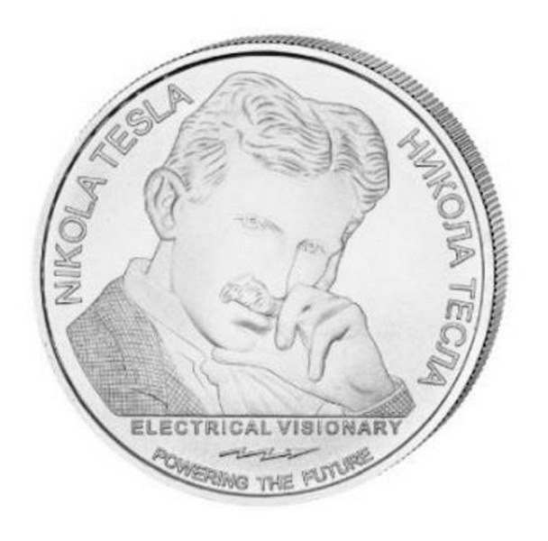 NIKOLA TESLA VODNÍ ELEKTRÁRNA NIAGÁRSKÉ VODOPÁDY Srbský vynálezce coin Hydroelectric Power Niagara Falls – 1 oz stříbrná mince pozlacená