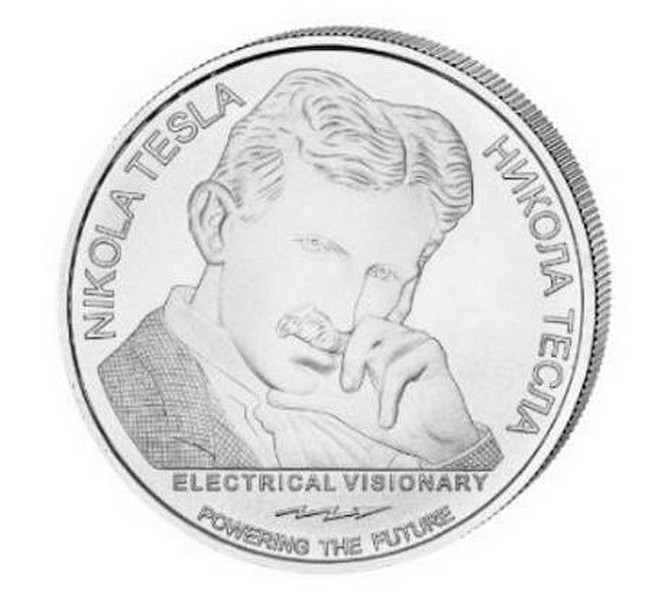 NIKOLA TESLA TESLOVA CÍVKA Srbský vynálezce coin The Tesla Coil – 1 oz stříbrná mince barevná