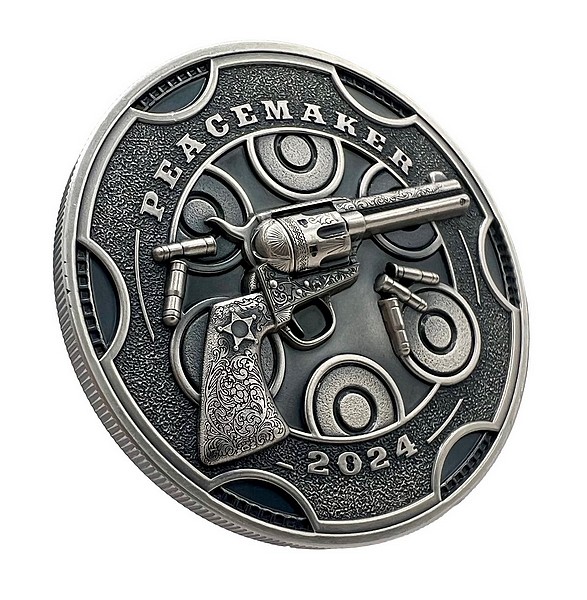 MÍROTVŮRCE PRVNÍ REVOLVER coin Peacemaker Colt Single Action Army – 1 oz stříbrná mince
