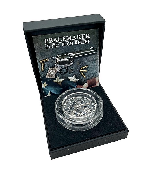 MÍROTVŮRCE PRVNÍ REVOLVER coin Peacemaker Colt Single Action Army – 1 oz stříbrná mince