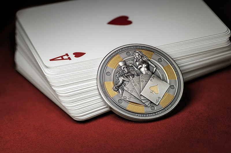 POKEROVÝ OCHRÁNCE KARET coin Poker Card Guard – 1 oz stříbrná mince