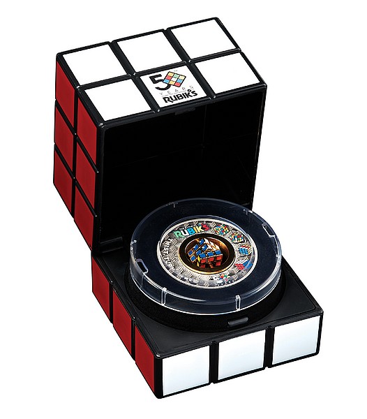 RUBIKOVA KOSTKA coin Rubik´s Cube 50th Anniversary Antique Finish – 2 oz stříbrná mince