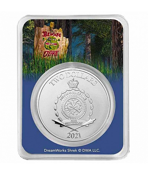 SHREK a OSEL coin DreamWorks 20th Anniversary Shrek and Donkey coloured - 1 oz stříbrná mince barevná