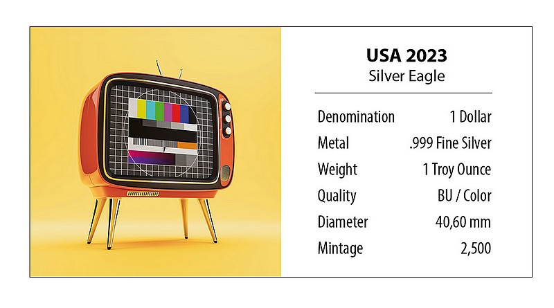 VYNÁLEZY BAREVNÁ TELEVIZE coin Silver Eagle Inventions Color TV – 1 oz stříbrná mince