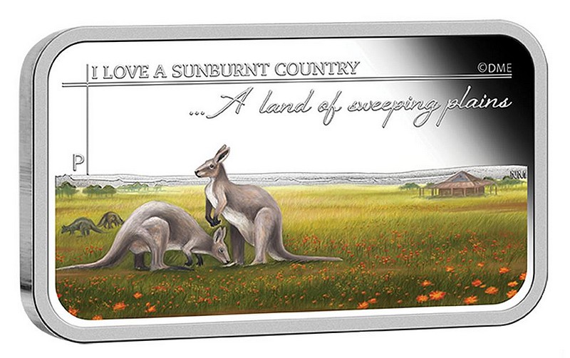 AUSTRÁLIE SLUNCEM SPÁLENÁ ZEMĚ coin Sunburnt Country Rectangle Four-Coin Set - kompletní sada 4 obdelníkových stříbrných mincí (4x1 oz)