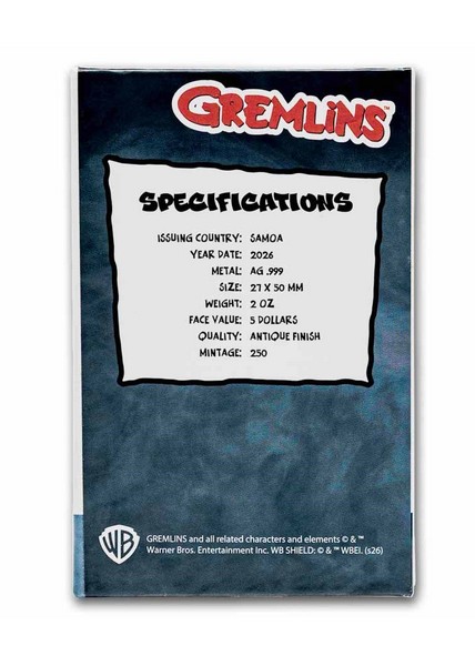 VHS KAZETA FILM GREMLINS coin The Gremlins VHS Tape – 2 oz stříbrná mince