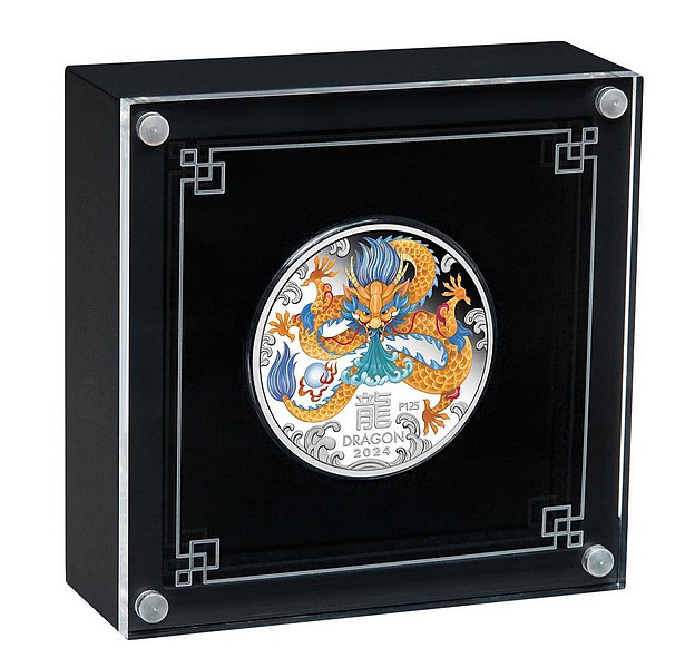 ROK DRAKA 2024 Lunární série III. coin Year of the Dragon Proof Coloured – 1 oz stříbrná mince