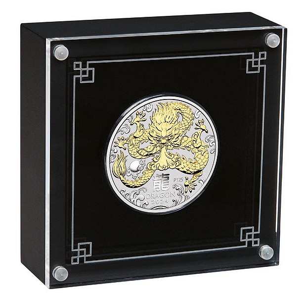 ROK DRAKA 2024 Lunární série III. coin Year of the Dragon Gilded – 1 oz stříbrná mince