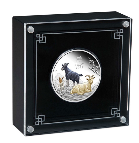 ROK KOZY 2027 Lunární série III. coin Year of the Goat coloured – 1 oz stříbrná mince