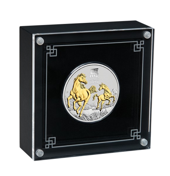 ROK KONĚ Lunární série III. coin Year of the Horse gilded – 1 oz stříbrná mince