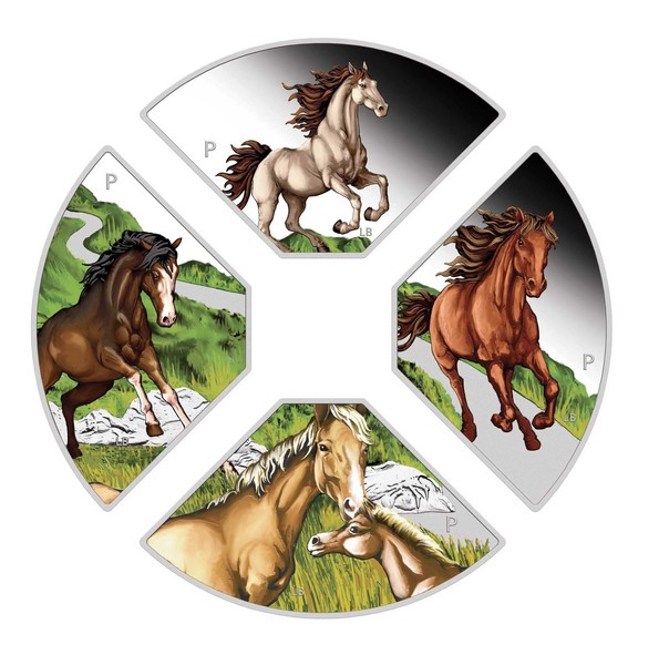 ROK KONĚ 2026 KVADRANT coin Year of the Horse Quadrant – sada 4 stříbrných mincí (4×1 oz)