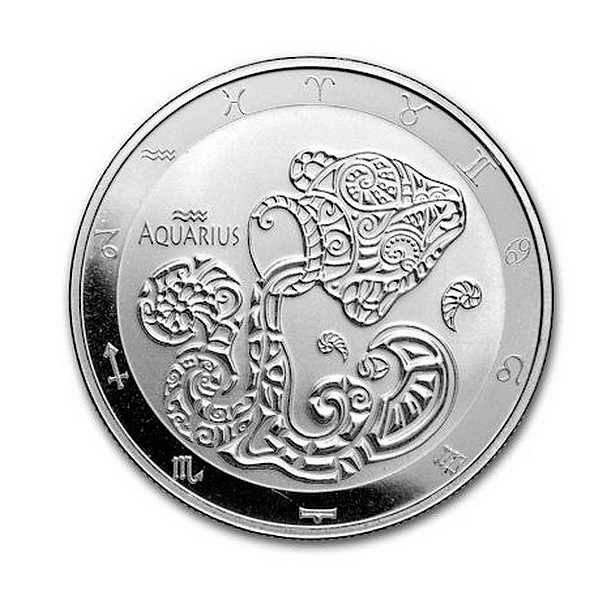 ZNAMENÍ ZVĚROKRUHU VODNÁŘ coin Signs of the Zodiac Aquarius – 1 oz stříbrná mince